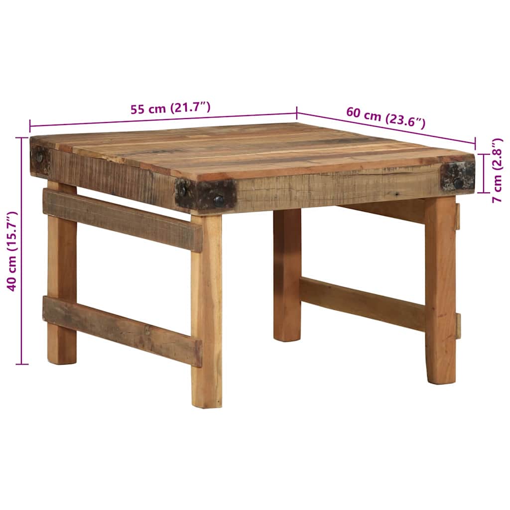 Couchtisch Braun 60 x 55 x 40 cm Massives upgecyceltes Holz