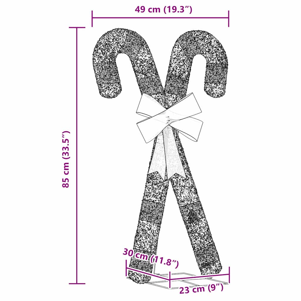 Candy cane Christmas decoration 50 LEDs warm white