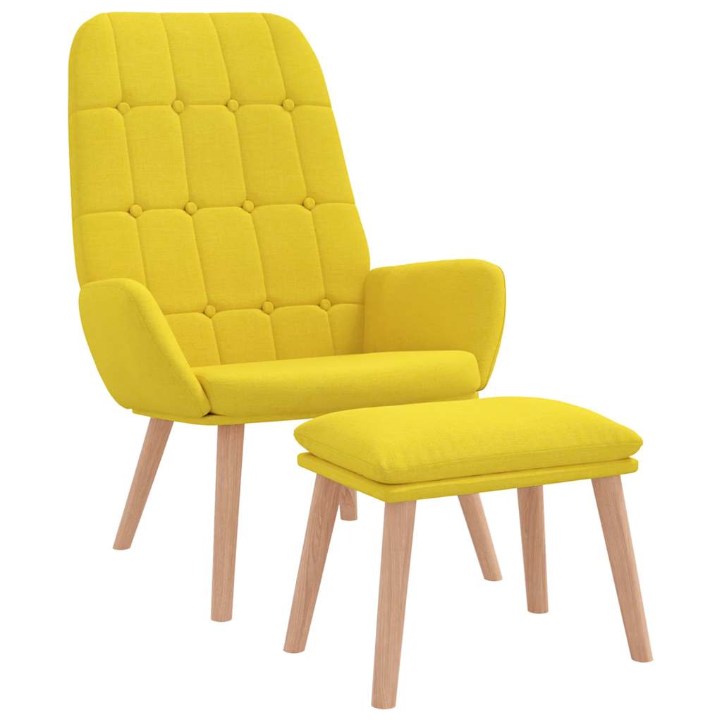 Relaxsessel mit Hocker Hellgelber Stoff
