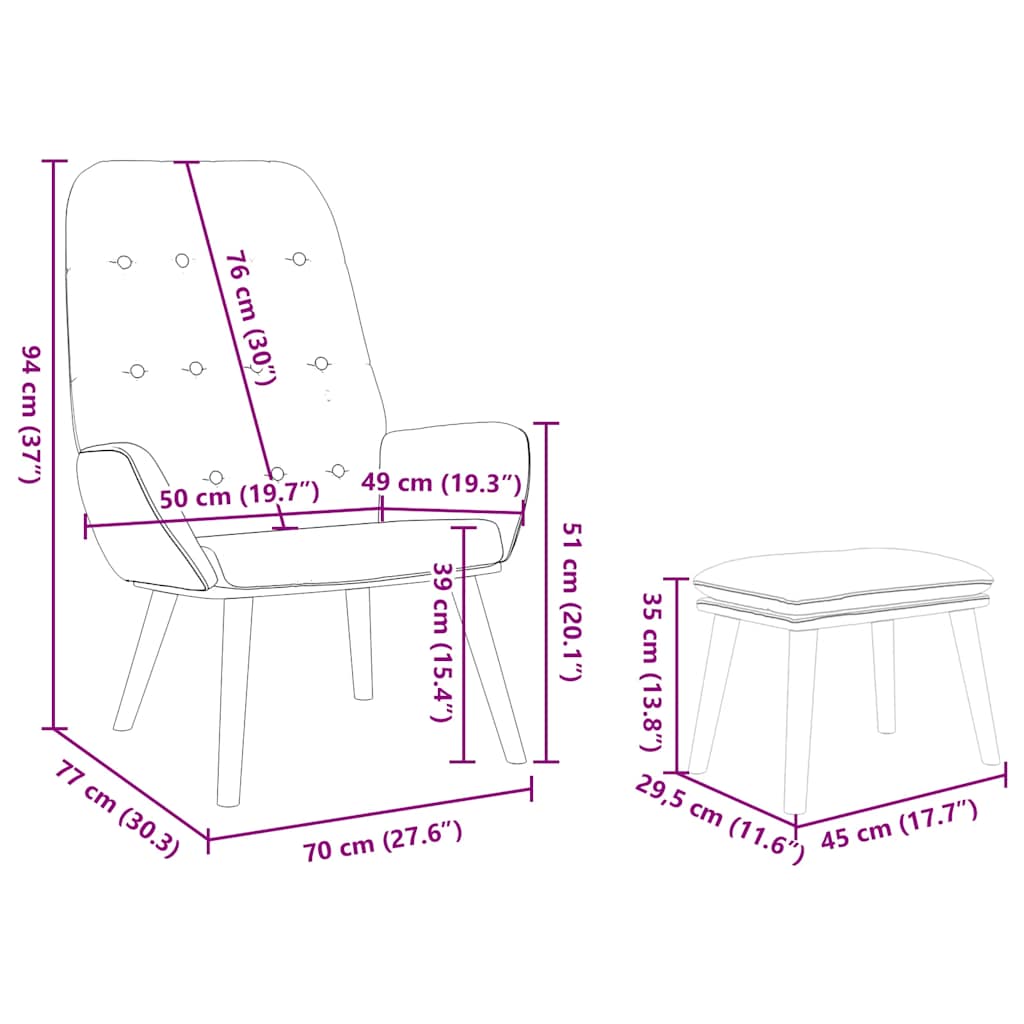 Relaxsessel mit Hocker Hellgelber Stoff