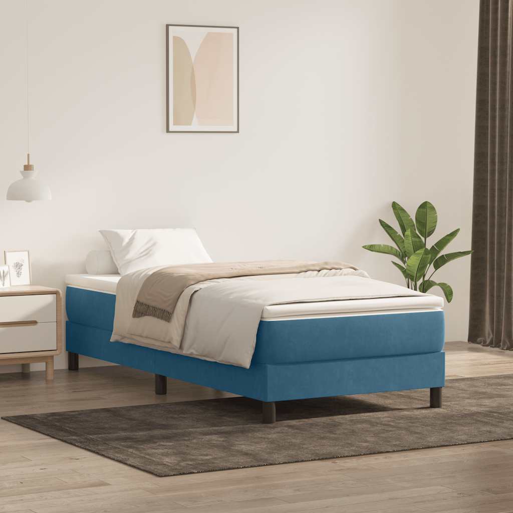 Boxspringbett ohne Matratze Dunkelblau 90x210 cm Samt