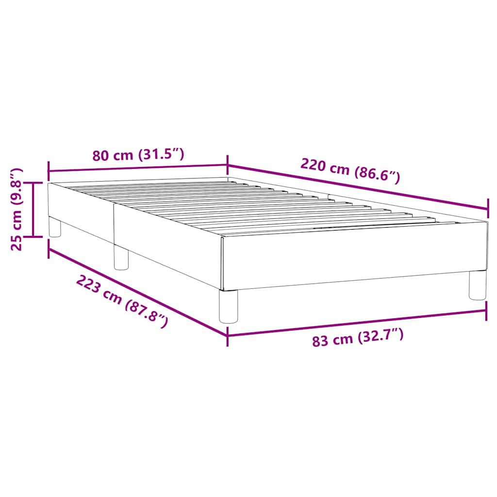Boxspringbett ohne Matratze Schwarz 80x220 cm Samt