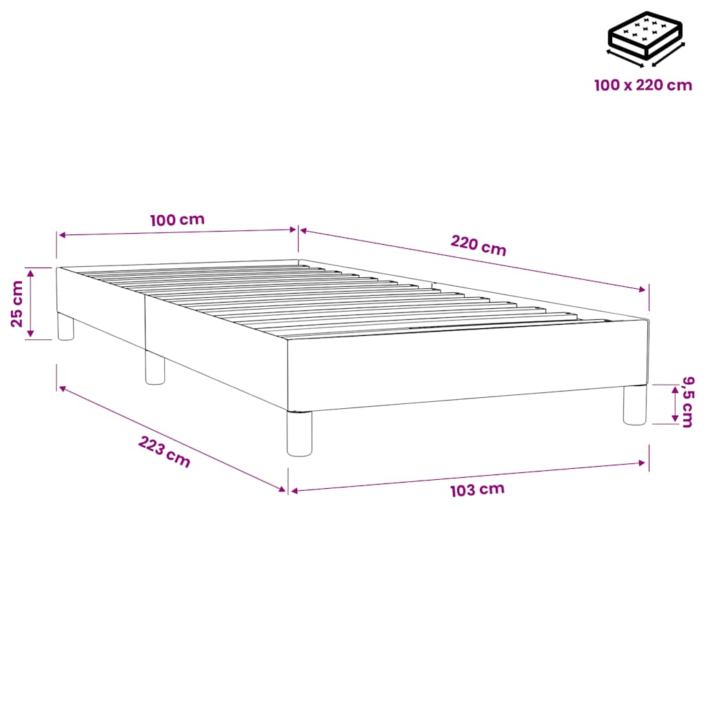 Boxspringbett ohne Matratze Dunkelgrün 100x220 cm Samt