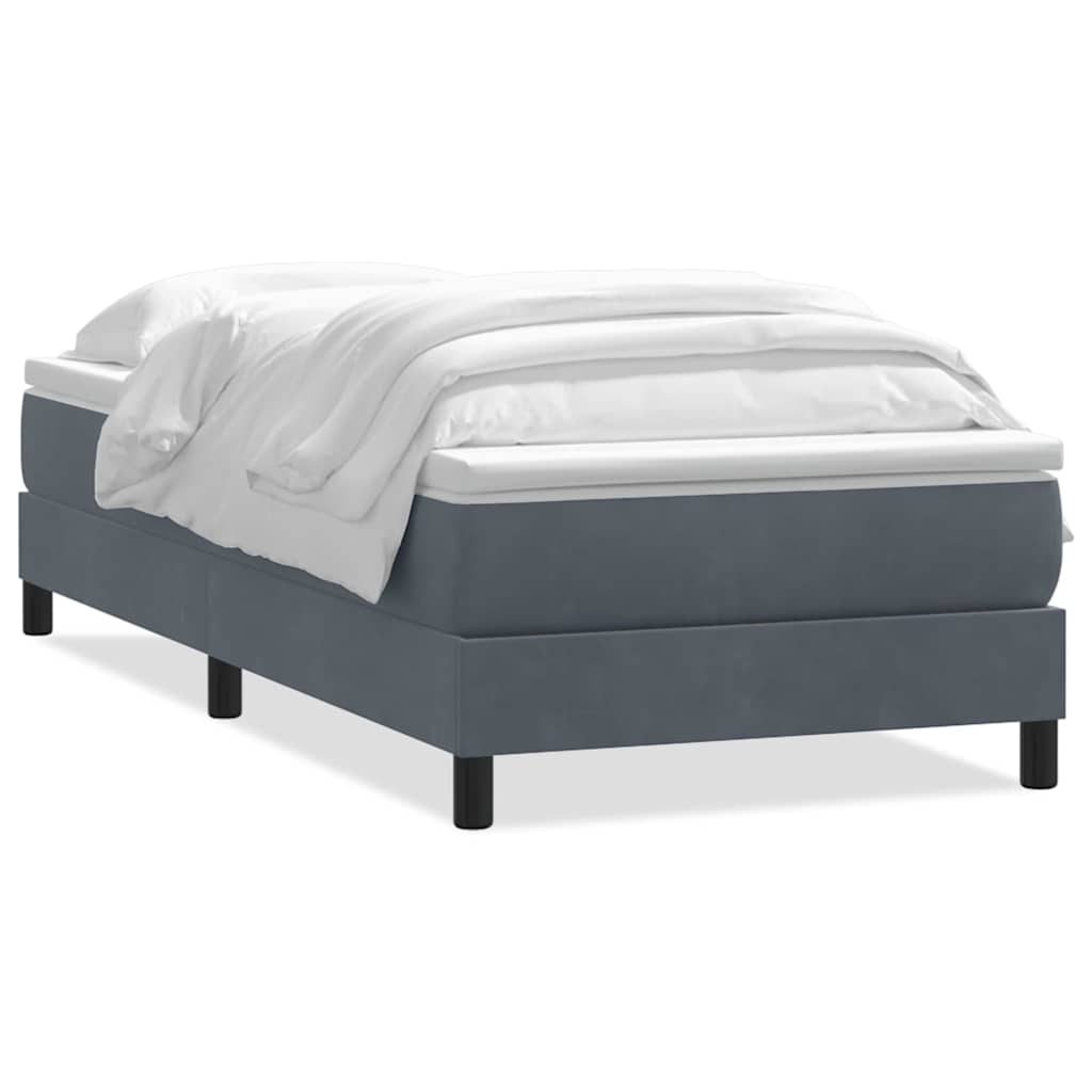 Boxspringbett mit Matratze Dunkelgrau 100x220 cm Samt