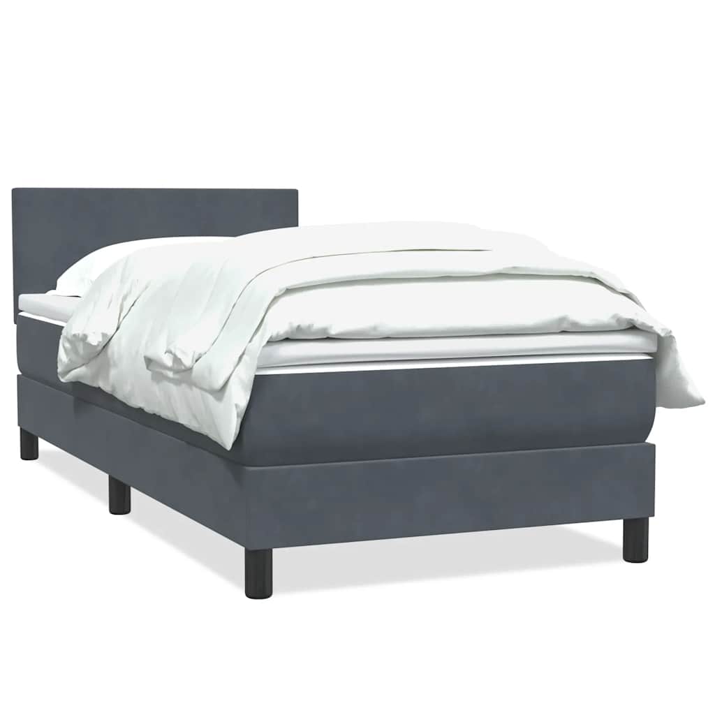 Boxspringbett mit Matratze Dunkelgrau 100x220 cm Samt