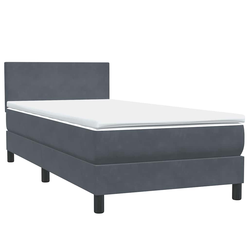 Boxspringbett mit Matratze Dunkelgrau 100x220 cm Samt
