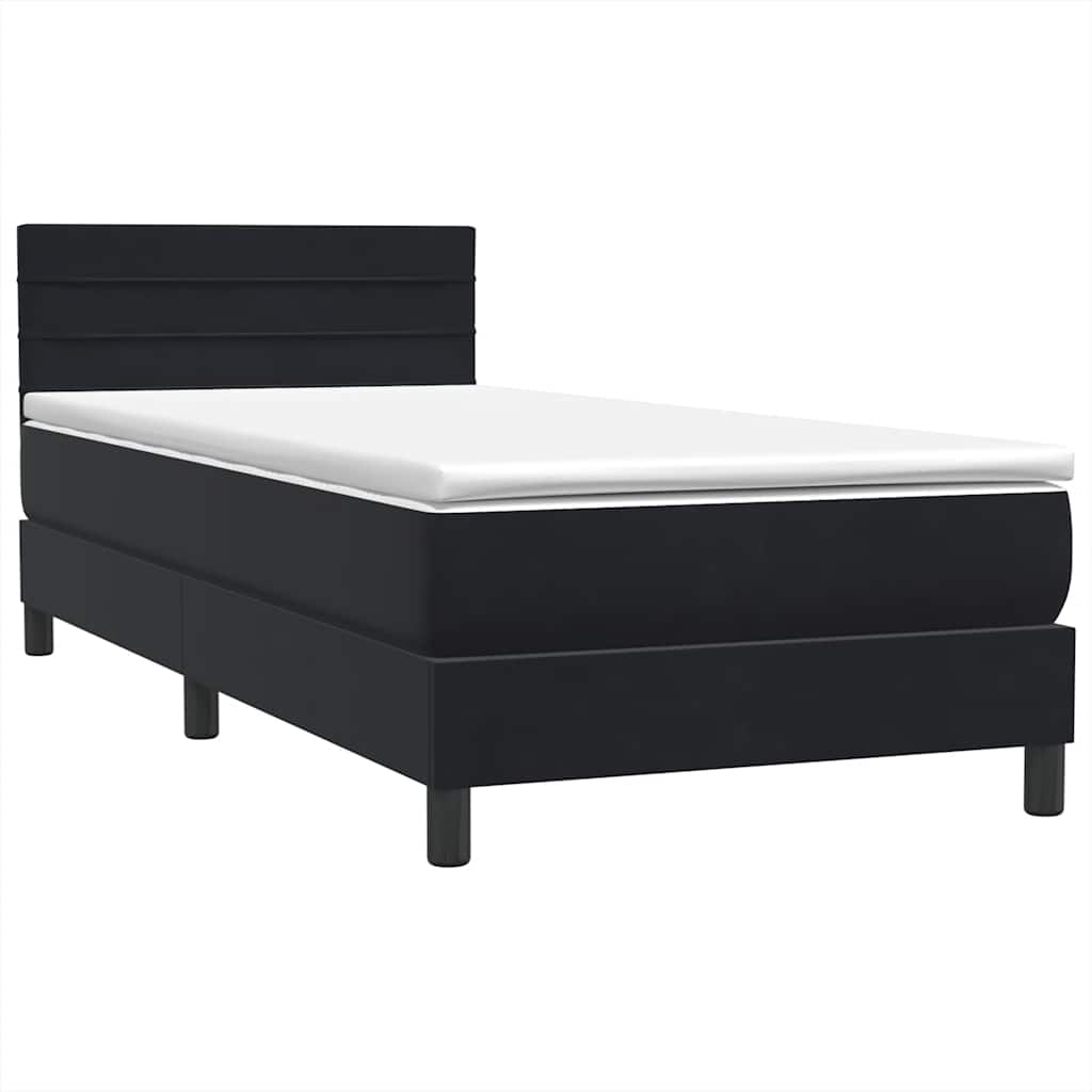 Boxspringbett mit Matratze Schwarz 80x210 cm Samt