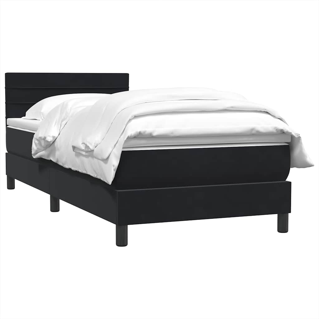 Boxspringbett mit Matratze Schwarz 80x220 cm Samt