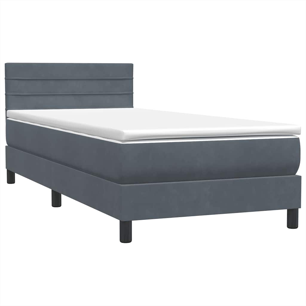 Boxspringbett mit Matratze Dunkelgrau 100x220 cm Samt
