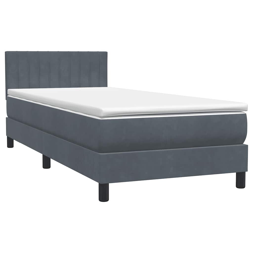 Boxspringbett mit Matratze Dunkelgrau 100x220 cm Samt