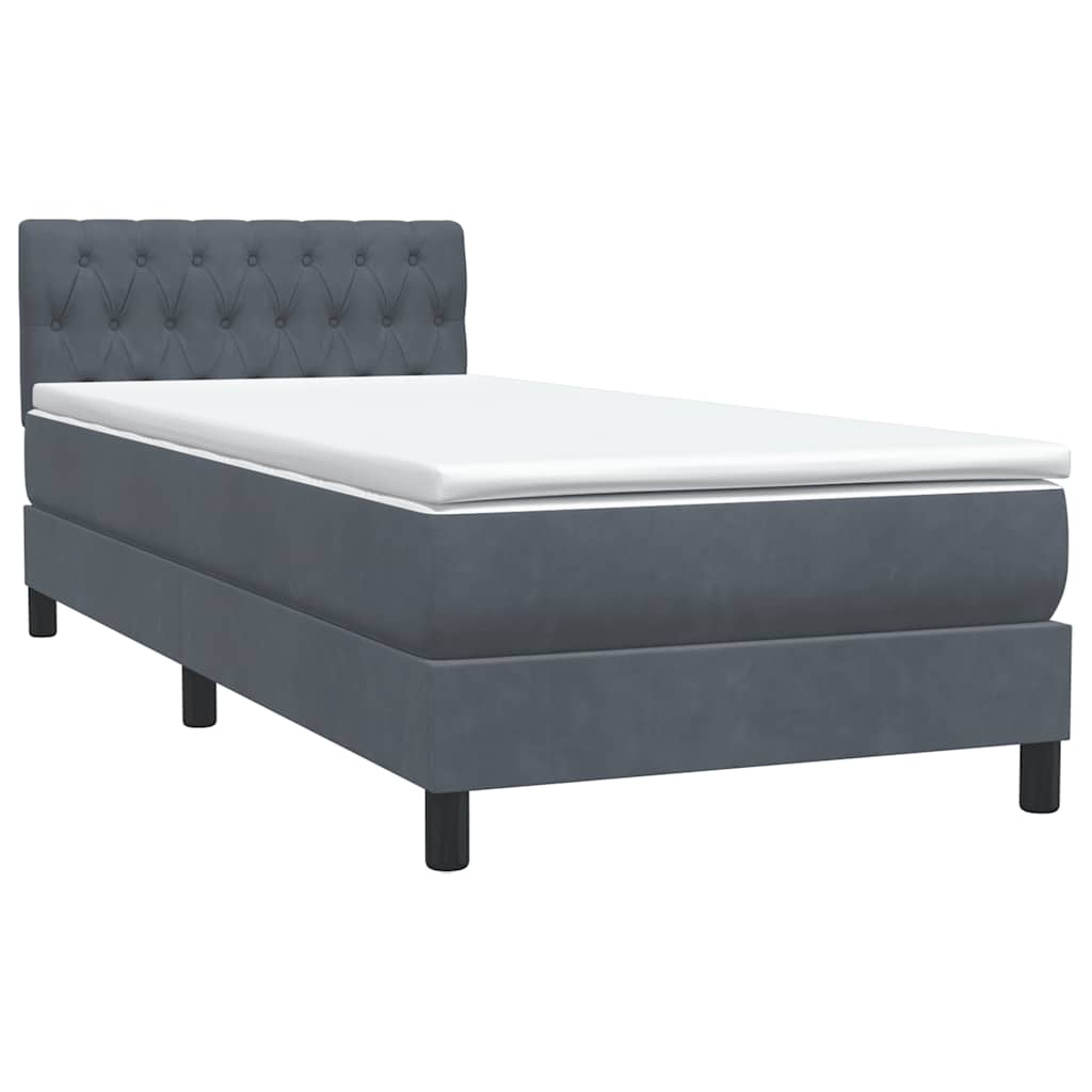 Boxspringbett mit Matratze Dunkelgrau 100x220 cm Samt