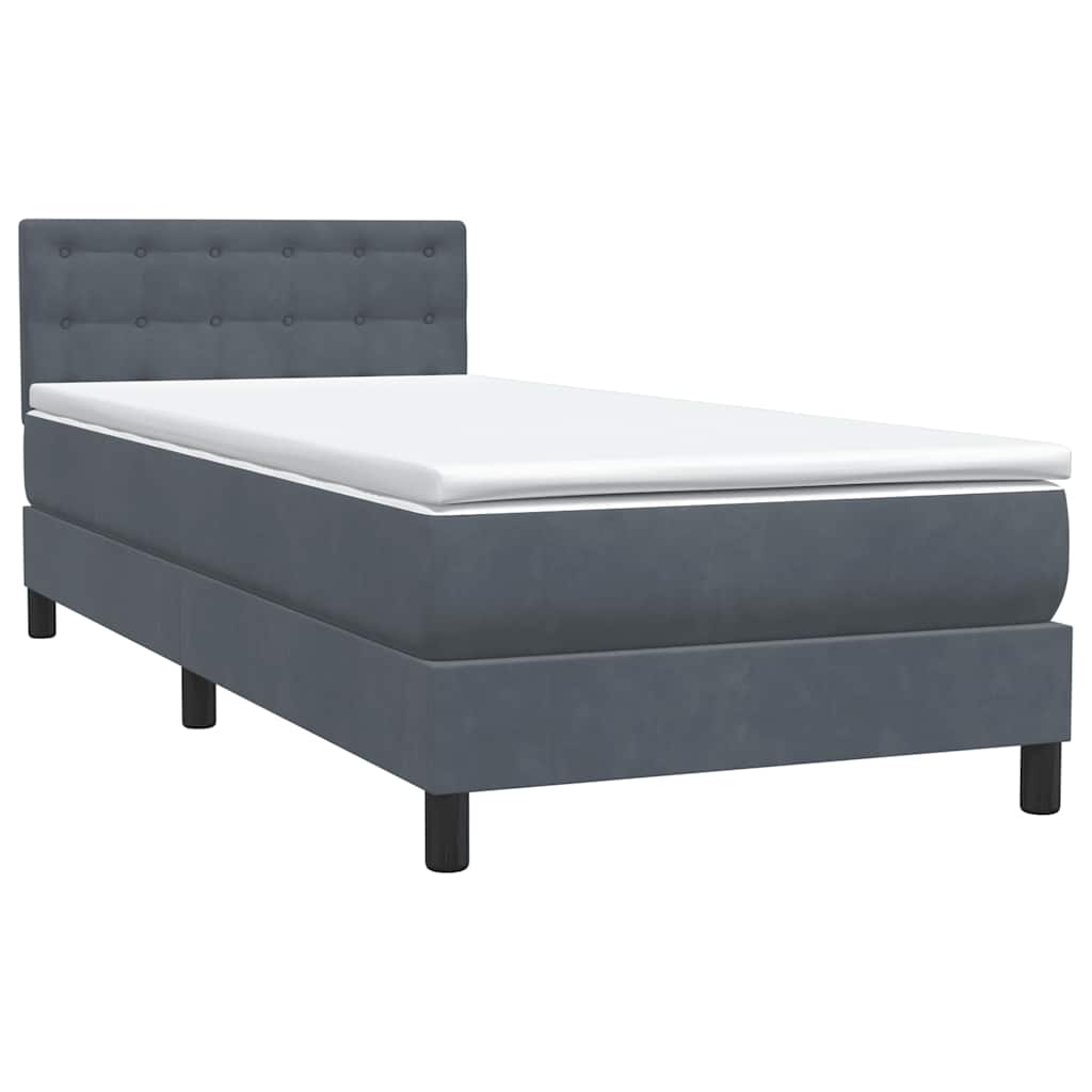 Boxspringbett mit Matratze Dunkelgrau 100x220 cm Samt