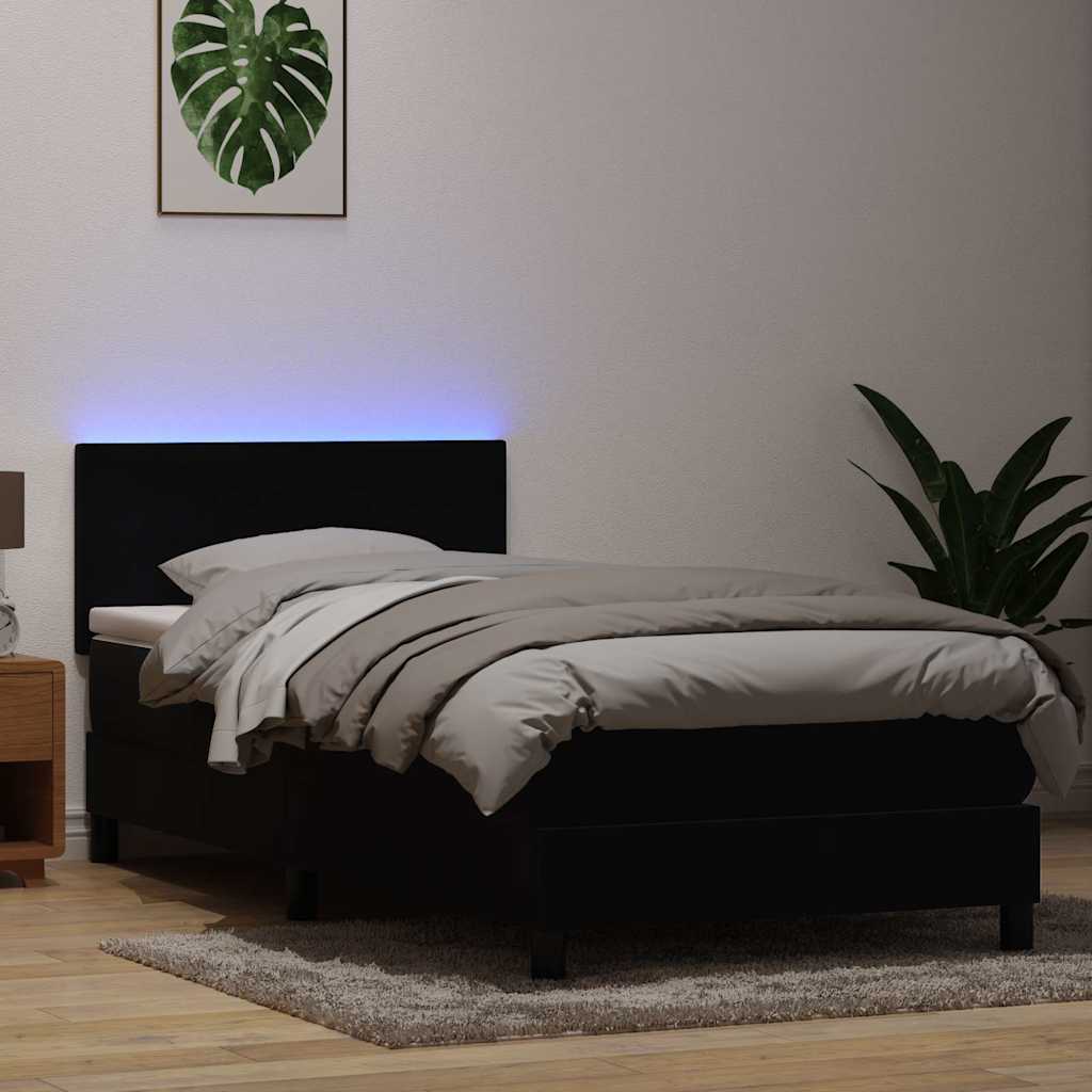 Boxspringbett mit Matratze Schwarz 80x220 cm Samt