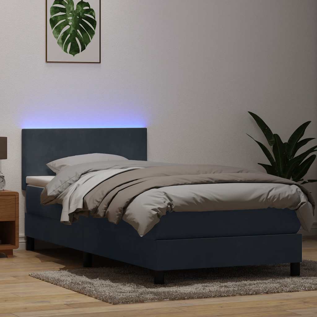 Boxspringbett mit Matratze Dunkelgrau 100x220 cm Samt