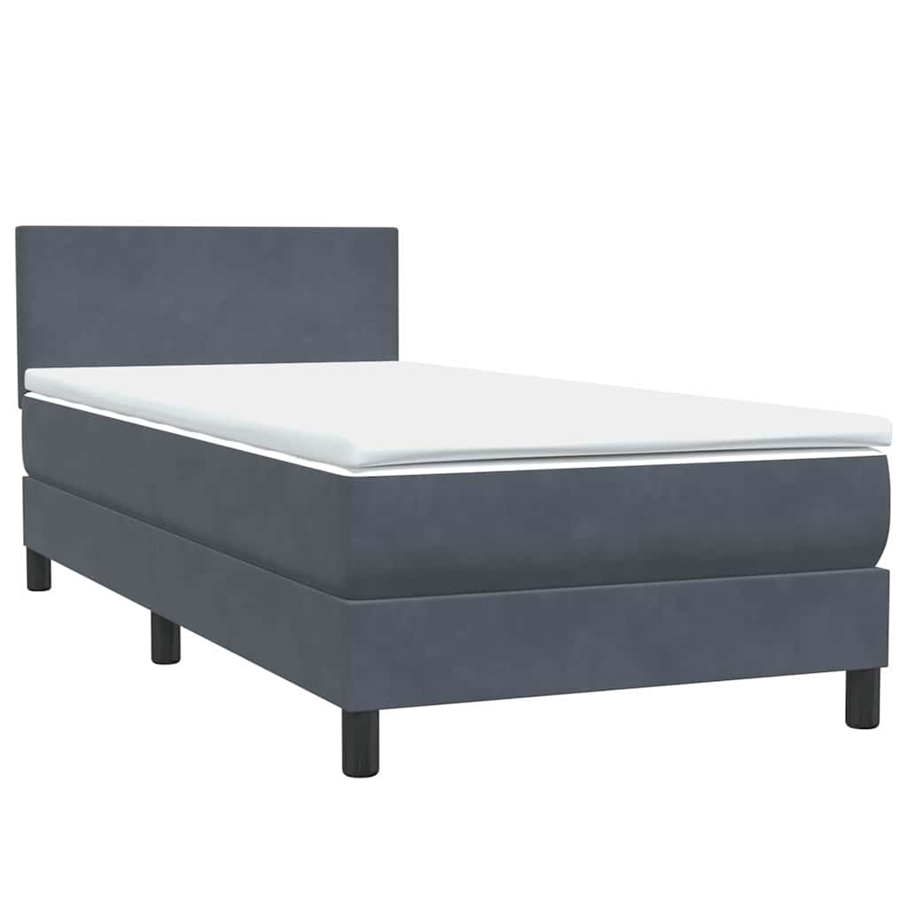 Boxspringbett mit Matratze Dunkelgrau 100x220 cm Samt