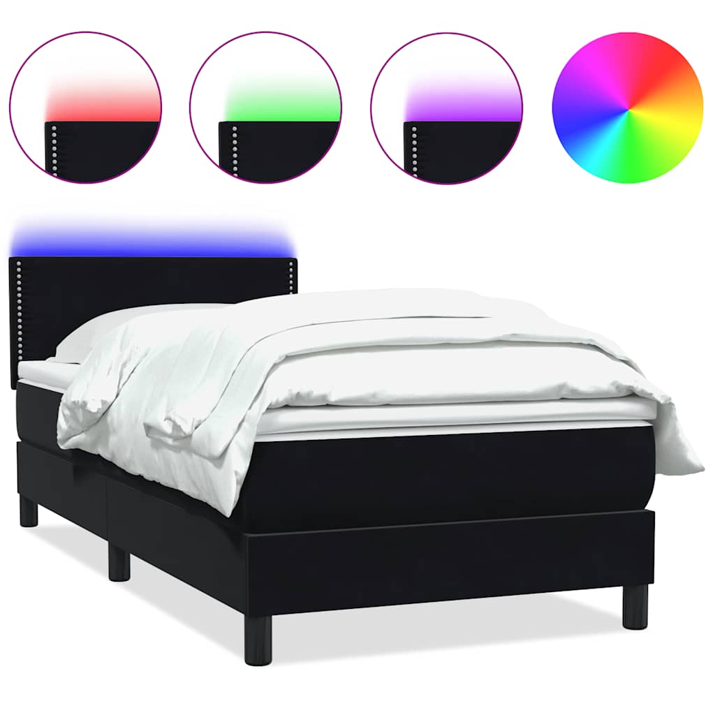 Boxspringbett mit Matratze Schwarz 80x210 cm Samt