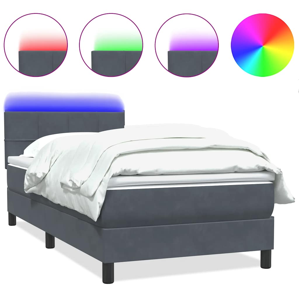 Boxspringbett mit Matratze Dunkelgrau 100x220 cm Samt