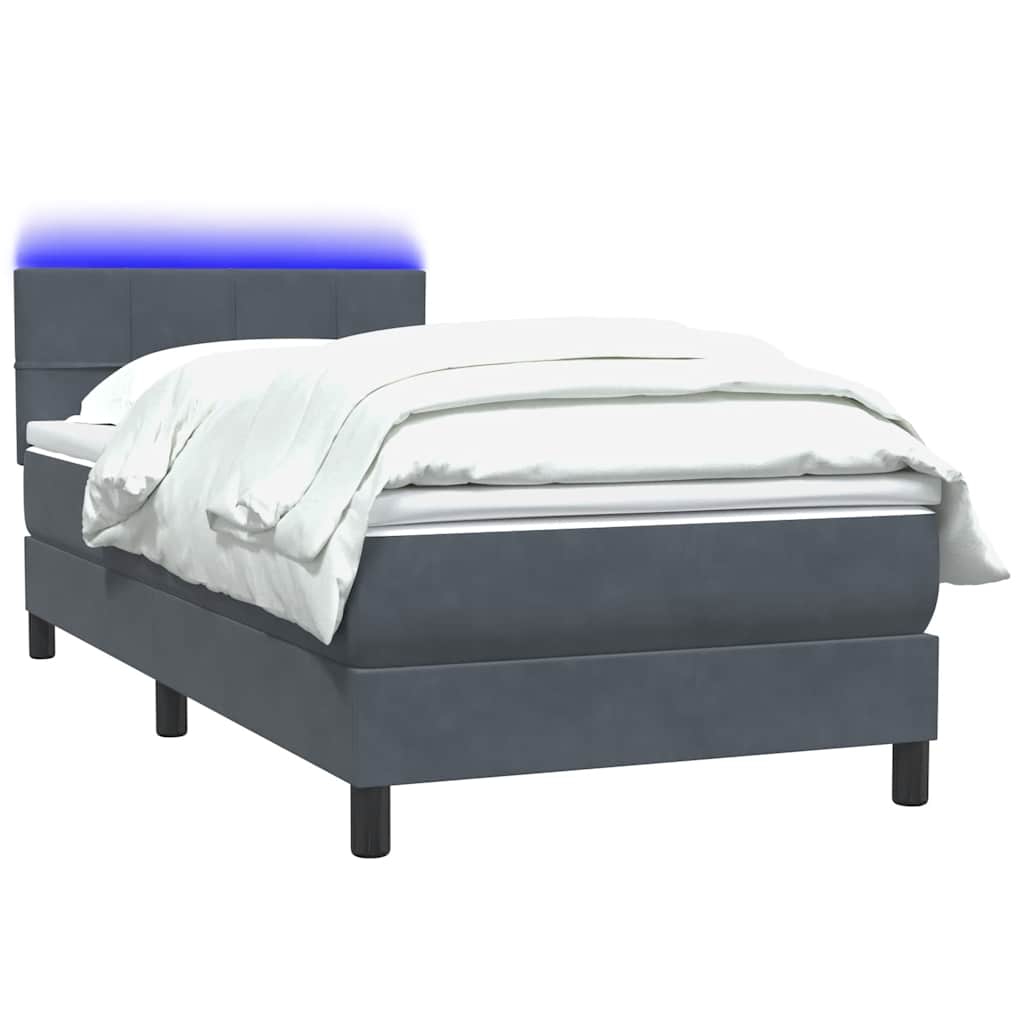Boxspringbett mit Matratze Dunkelgrau 100x220 cm Samt