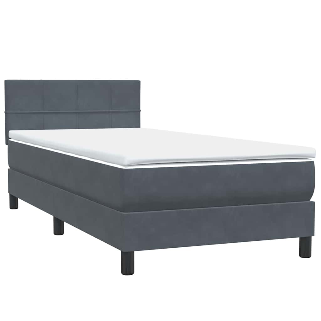 Boxspringbett mit Matratze Dunkelgrau 100x220 cm Samt