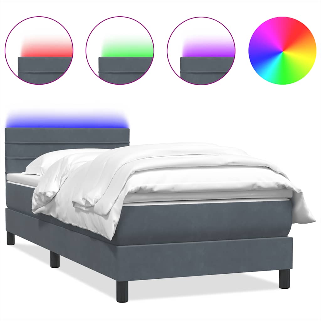 Boxspringbett mit Matratze Dunkelgrau 100x220 cm Samt