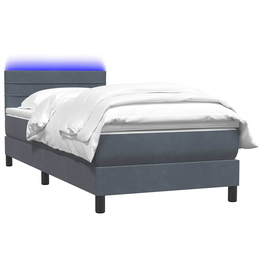 Boxspringbett mit Matratze Dunkelgrau 100x220 cm Samt