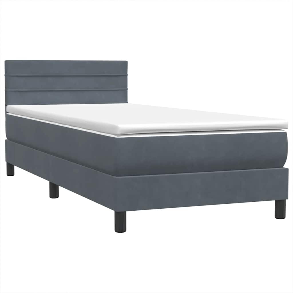 Boxspringbett mit Matratze Dunkelgrau 100x220 cm Samt