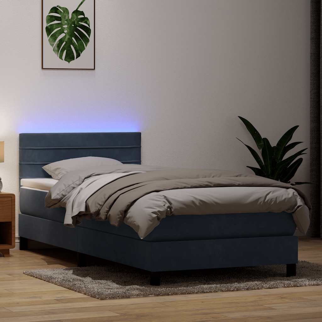 Boxspringbett mit Matratze Dunkelgrau 100x220 cm Samt