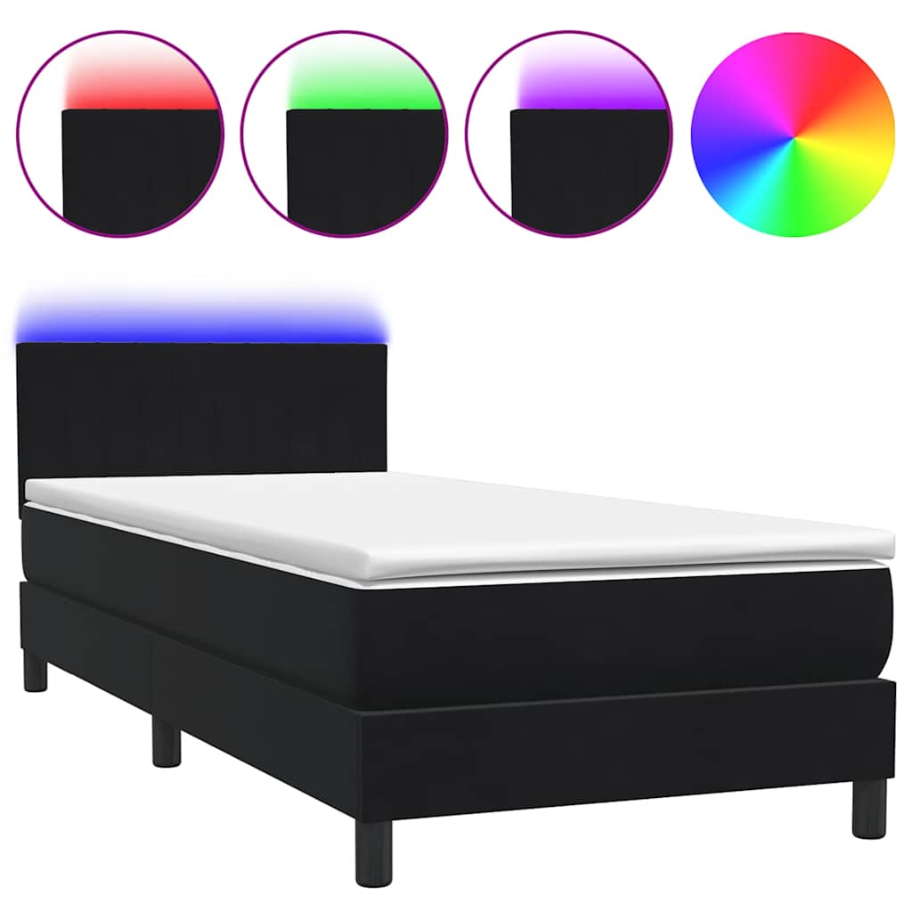 Boxspringbett mit Matratze Schwarz 80x210 cm Samt
