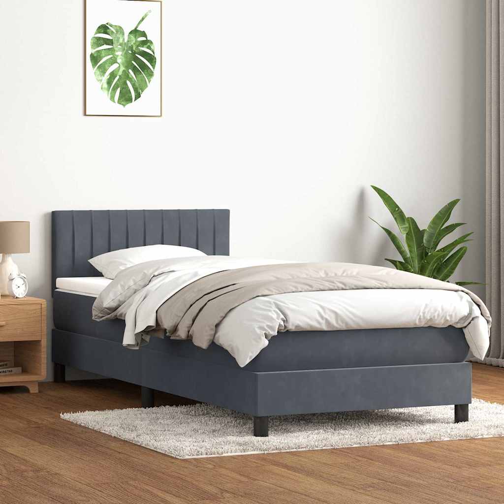 Boxspringbett mit Matratze Dunkelgrau 100x220 cm Samt