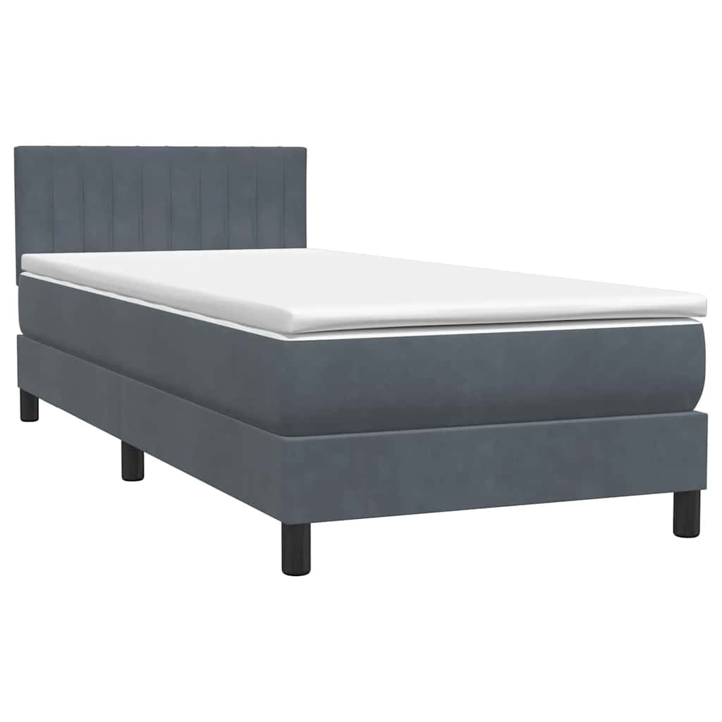 Boxspringbett mit Matratze Dunkelgrau 100x220 cm Samt