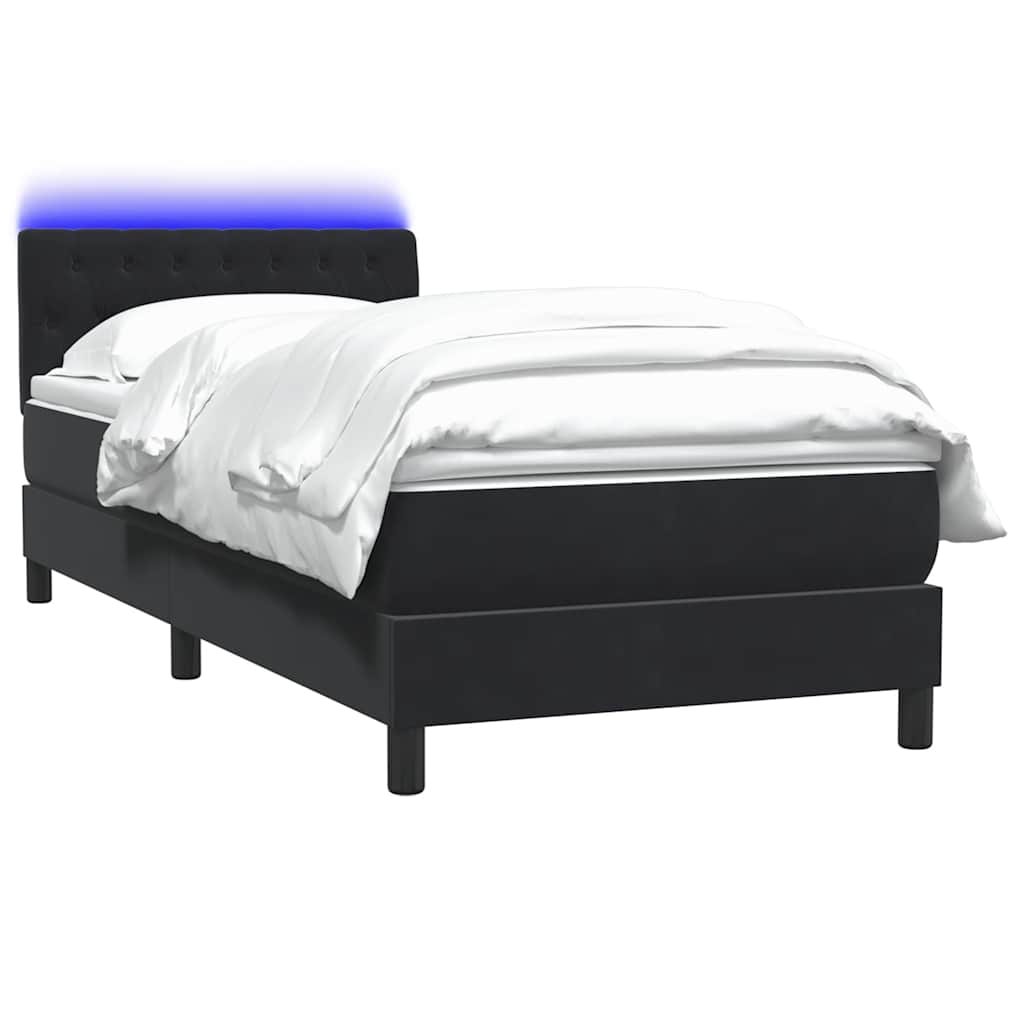 Boxspringbett mit Matratze Schwarz 80x210 cm Samt