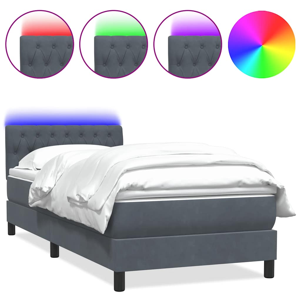 Boxspringbett mit Matratze Dunkelgrau 100x220 cm Samt