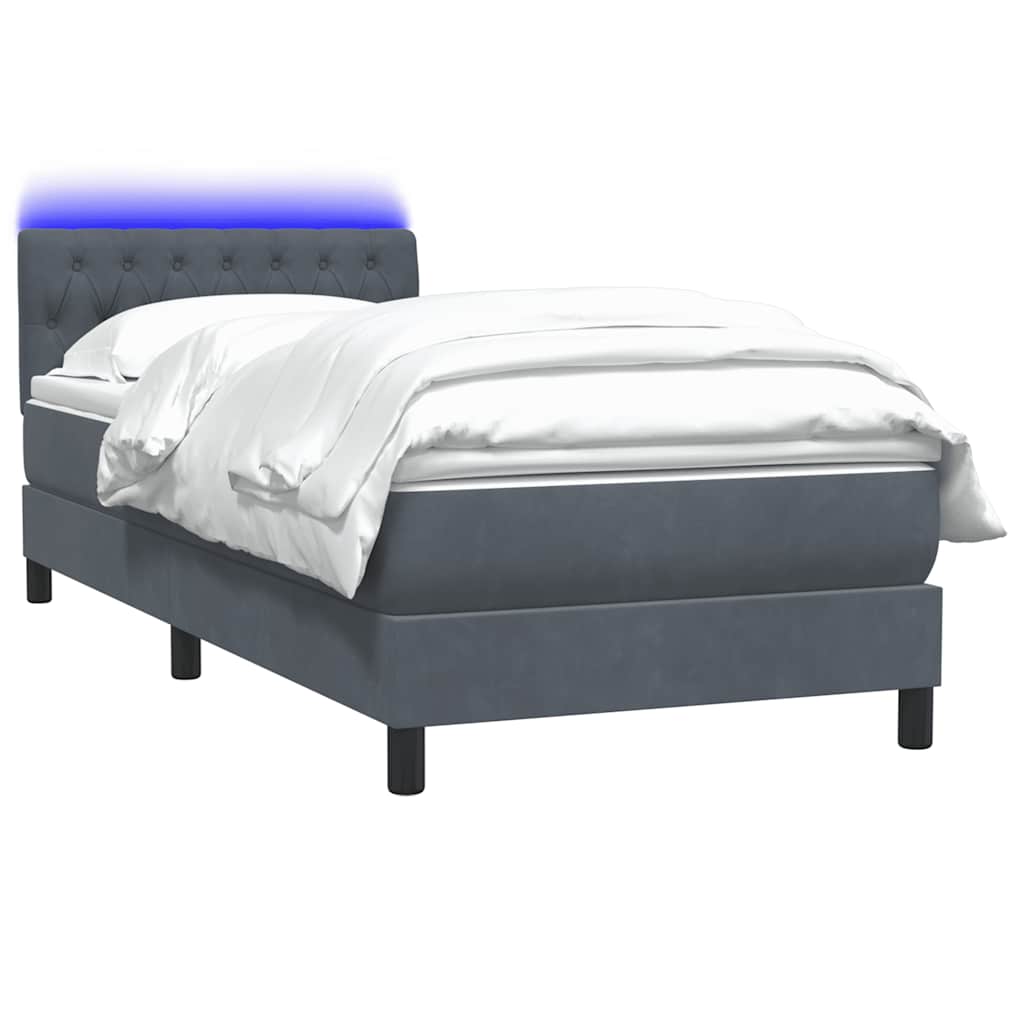 Boxspringbett mit Matratze Dunkelgrau 100x220 cm Samt