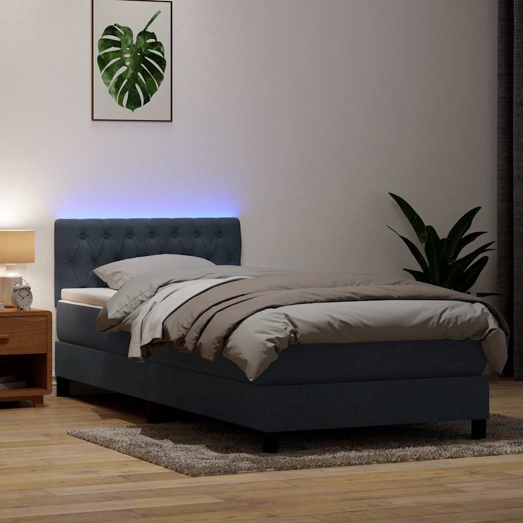 Boxspringbett mit Matratze Dunkelgrau 100x220 cm Samt