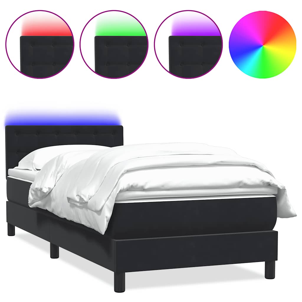 Boxspringbett mit Matratze Schwarz 80x210 cm Samt