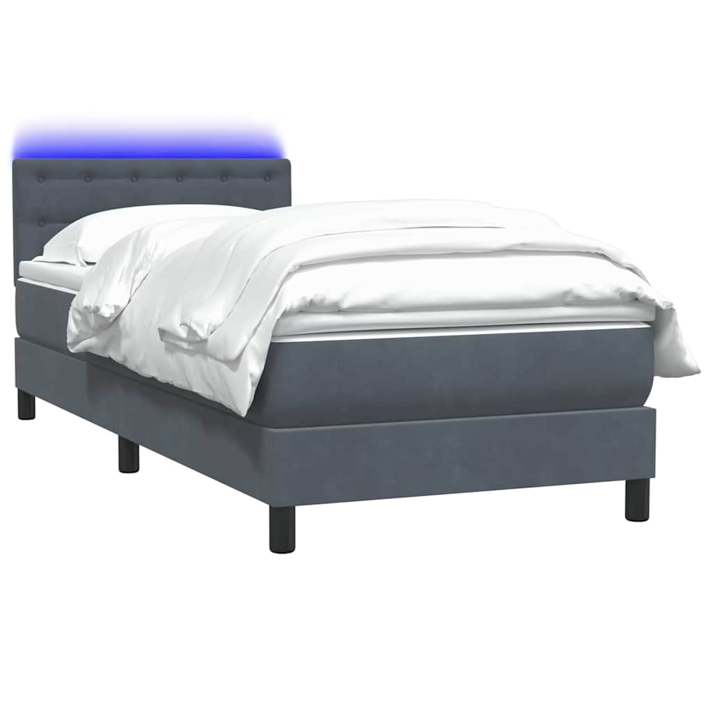 Boxspringbett mit Matratze Dunkelgrau 100x220 cm Samt