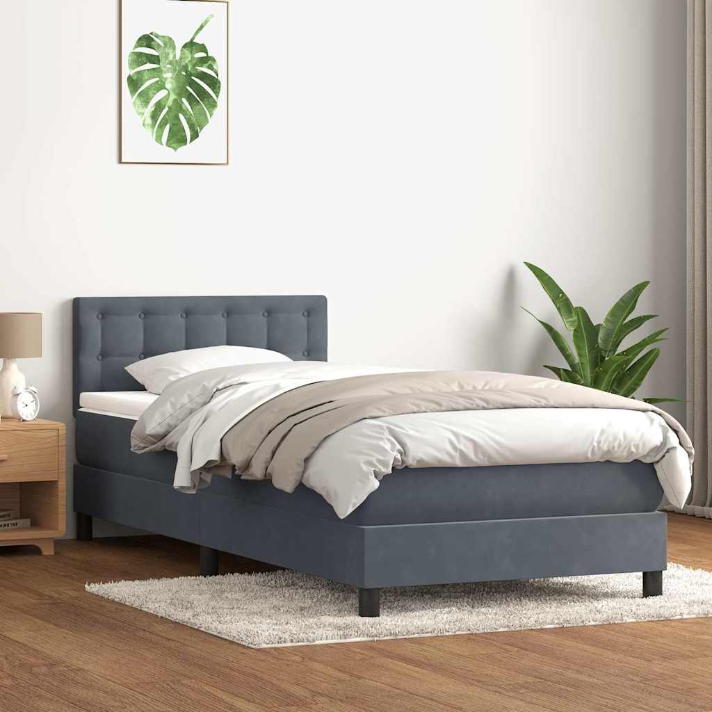 Boxspringbett mit Matratze Dunkelgrau 100x220 cm Samt
