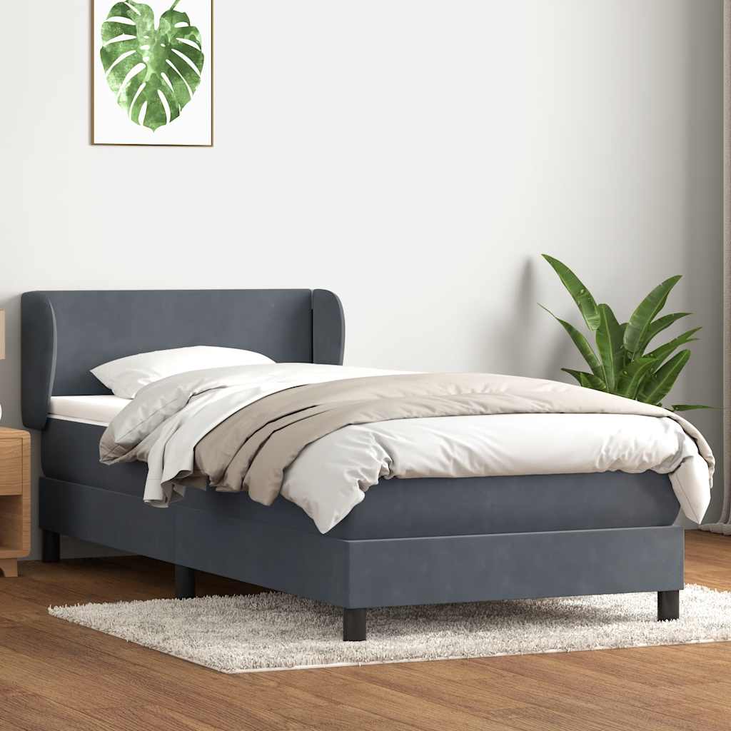 Boxspringbett mit Matratze Dunkelgrau 100x220 cm Samt