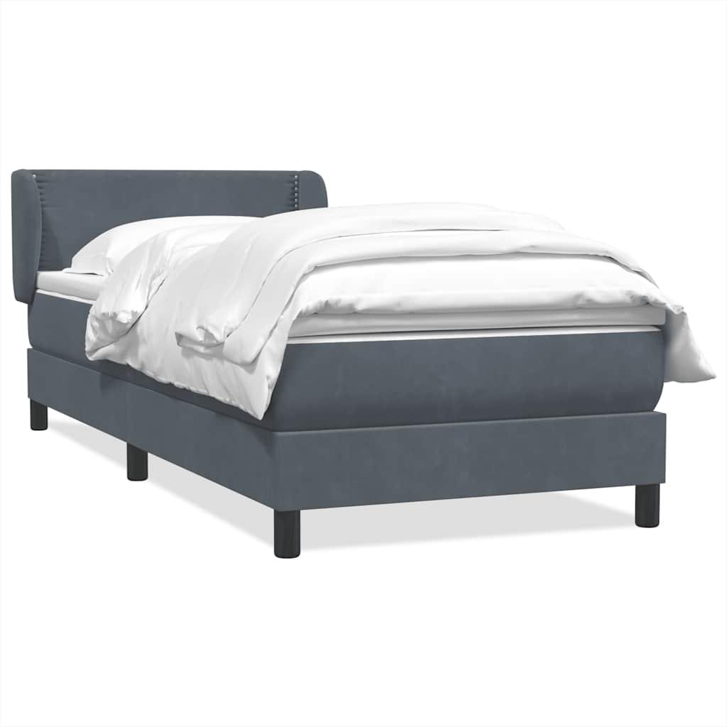 Boxspringbett mit Matratze Dunkelgrau 100x220 cm Samt