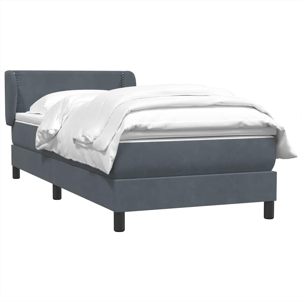 Boxspringbett mit Matratze Dunkelgrau 100x220 cm Samt