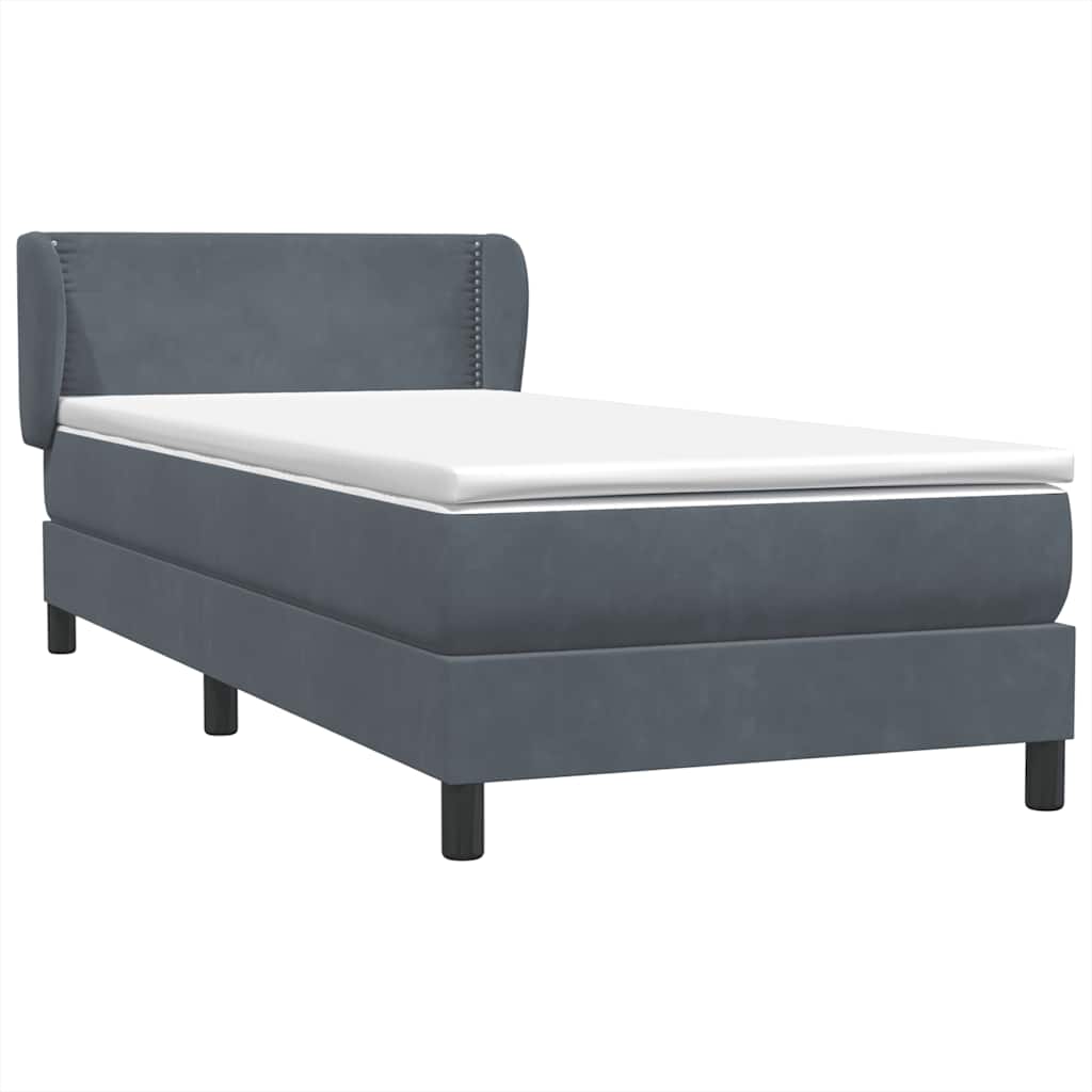 Boxspringbett mit Matratze Dunkelgrau 100x220 cm Samt
