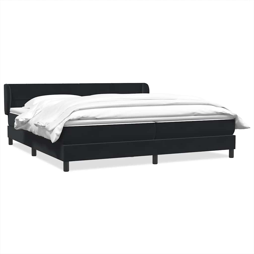 Boxspringbett mit Matratzen Schwarz 200x210 cm Samt