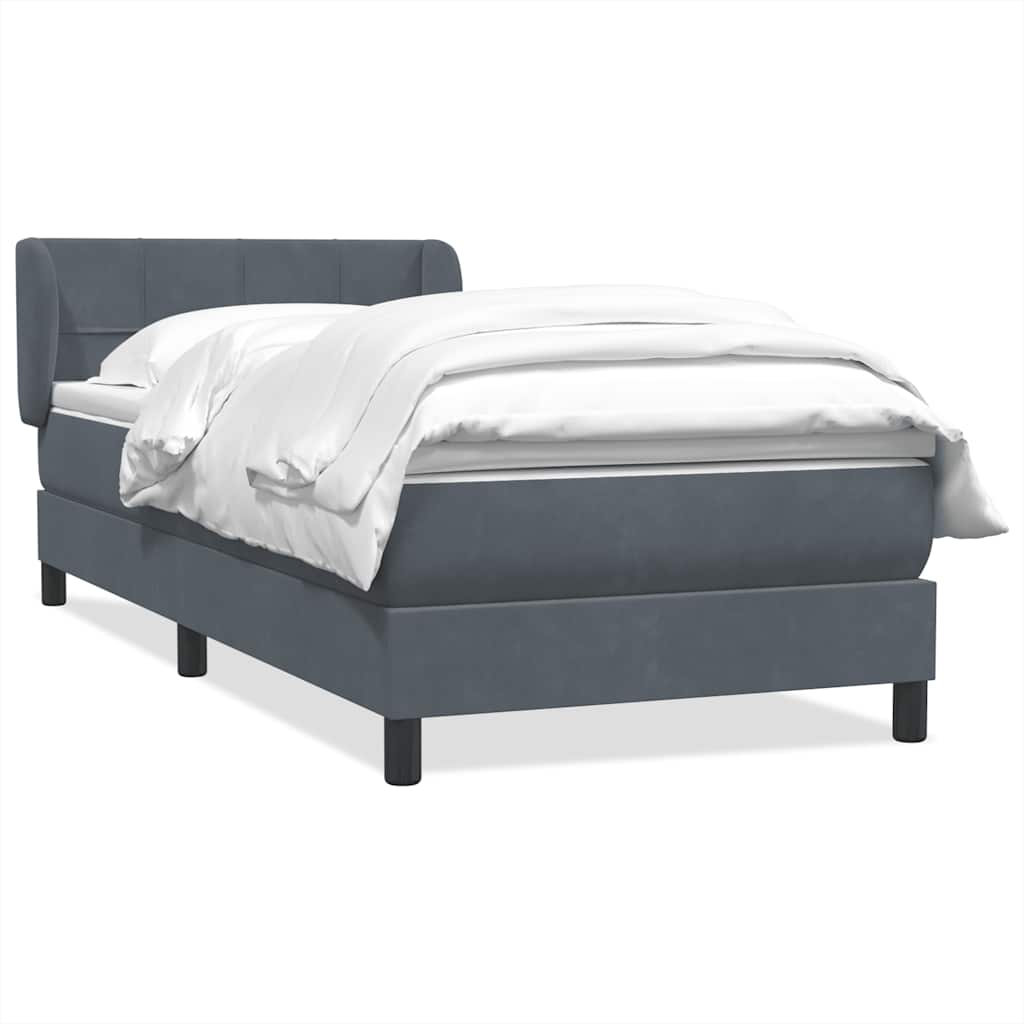 Boxspringbett mit Matratze Dunkelgrau 100x220 cm Samt