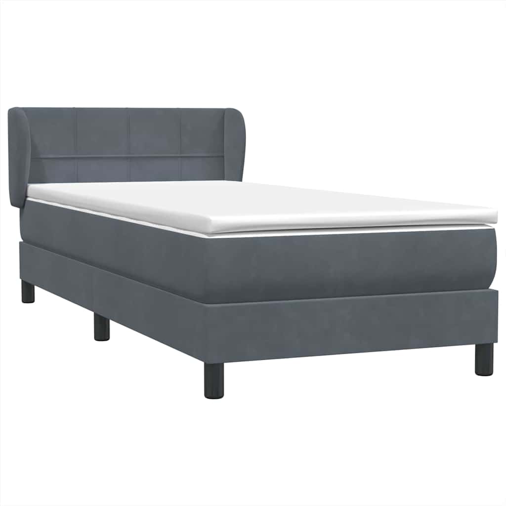 Boxspringbett mit Matratze Dunkelgrau 100x220 cm Samt