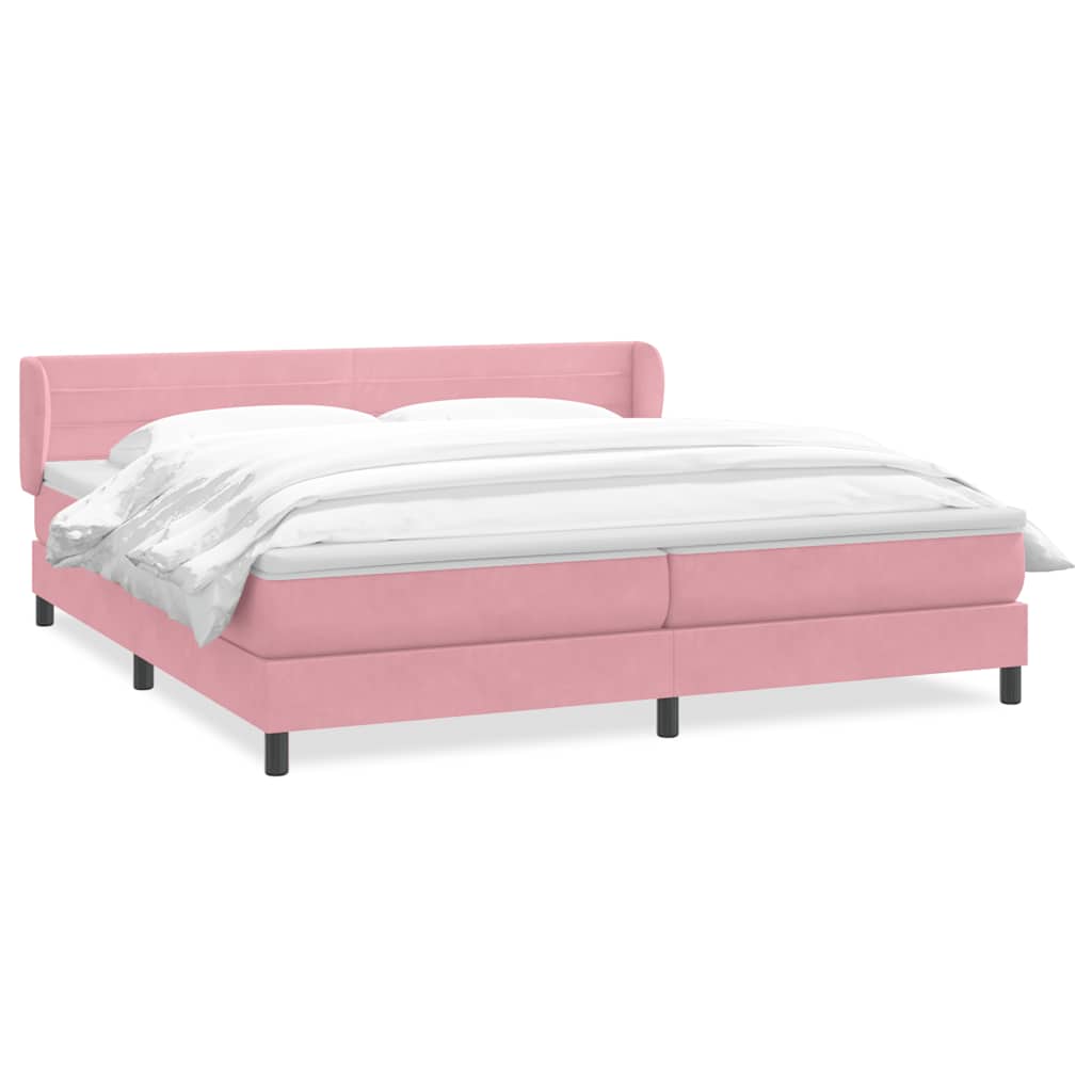 Boxspringbett mit Matratzen Rosa 180x210 cm Samt
