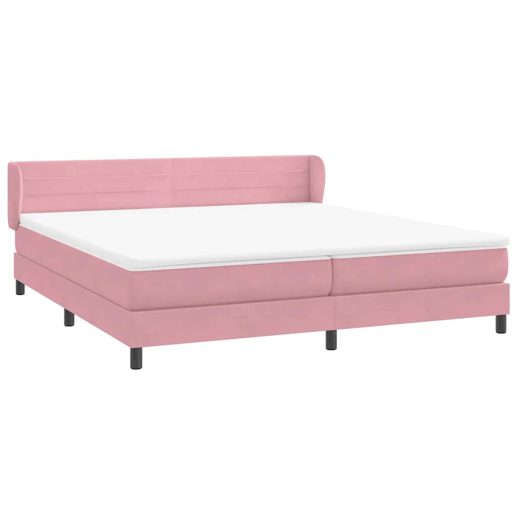 Boxspringbett mit Matratzen Rosa 180x210 cm Samt
