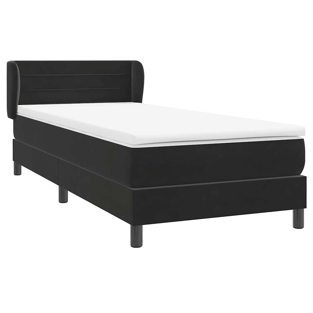 Boxspringbett mit Matratze Schwarz 80x220 cm Samt