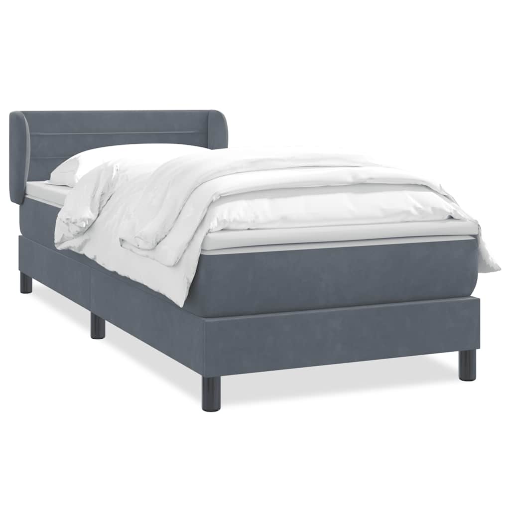 Boxspringbett mit Matratze Dunkelgrau 100x220 cm Samt