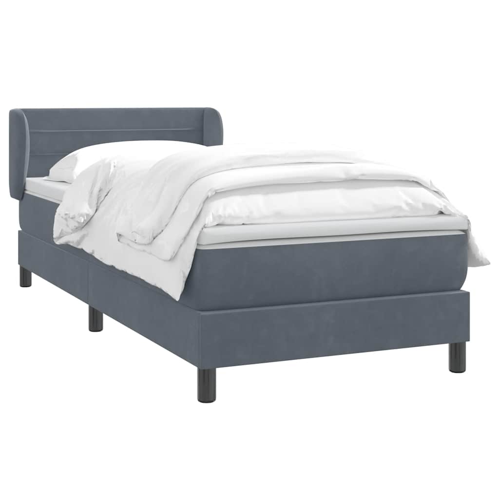 Boxspringbett mit Matratze Dunkelgrau 100x220 cm Samt