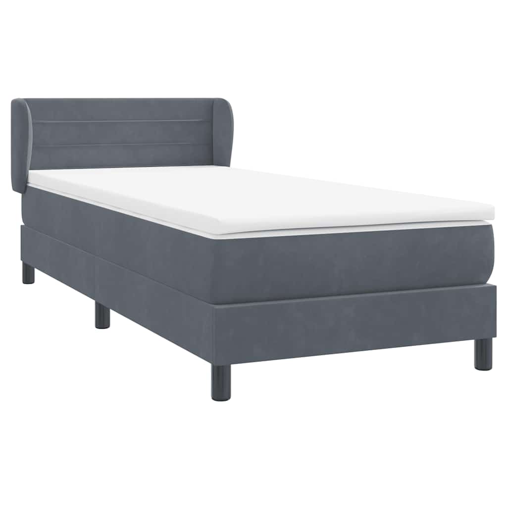 Boxspringbett mit Matratze Dunkelgrau 100x220 cm Samt
